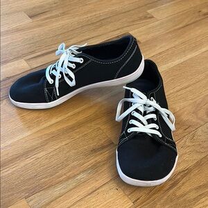 Barefoot Black Canvas Sneakers with White Laces